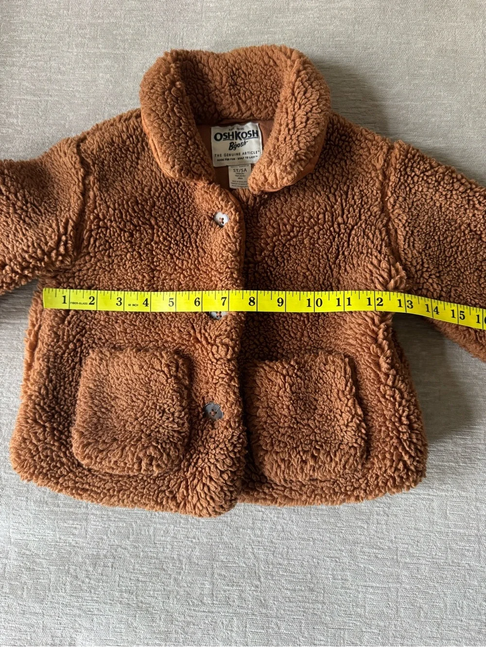 OshKosh B’gosh Teddy Sherpa Jacket Brown Cozy Fleece Coat Toddler Girls Size 5T